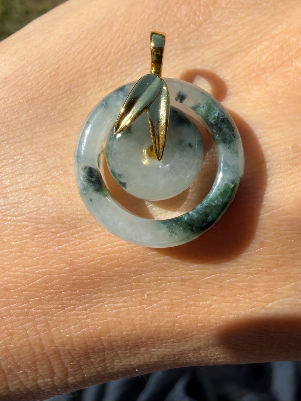 Natural Burmese Jadeite Jade A-Grade Mother-and-Child “Peace Buckle” Pendant